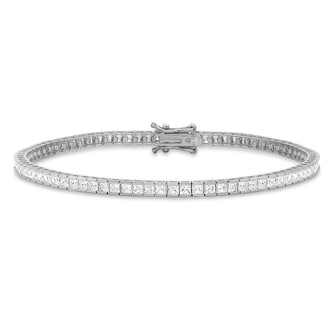 Goldsmiths 9ct White Gold 2mm Square Cubic Zirconia Tennis Bracelet Goldsmiths 9ct White Gold 2mm Square Cubic Zirconia Tennis Bracelet