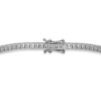 Goldsmiths 9ct White Gold 2mm Square Cubic Zirconia Tennis Bracelet Goldsmiths 9ct White Gold 2mm Square Cubic Zirconia Tennis Bracelet