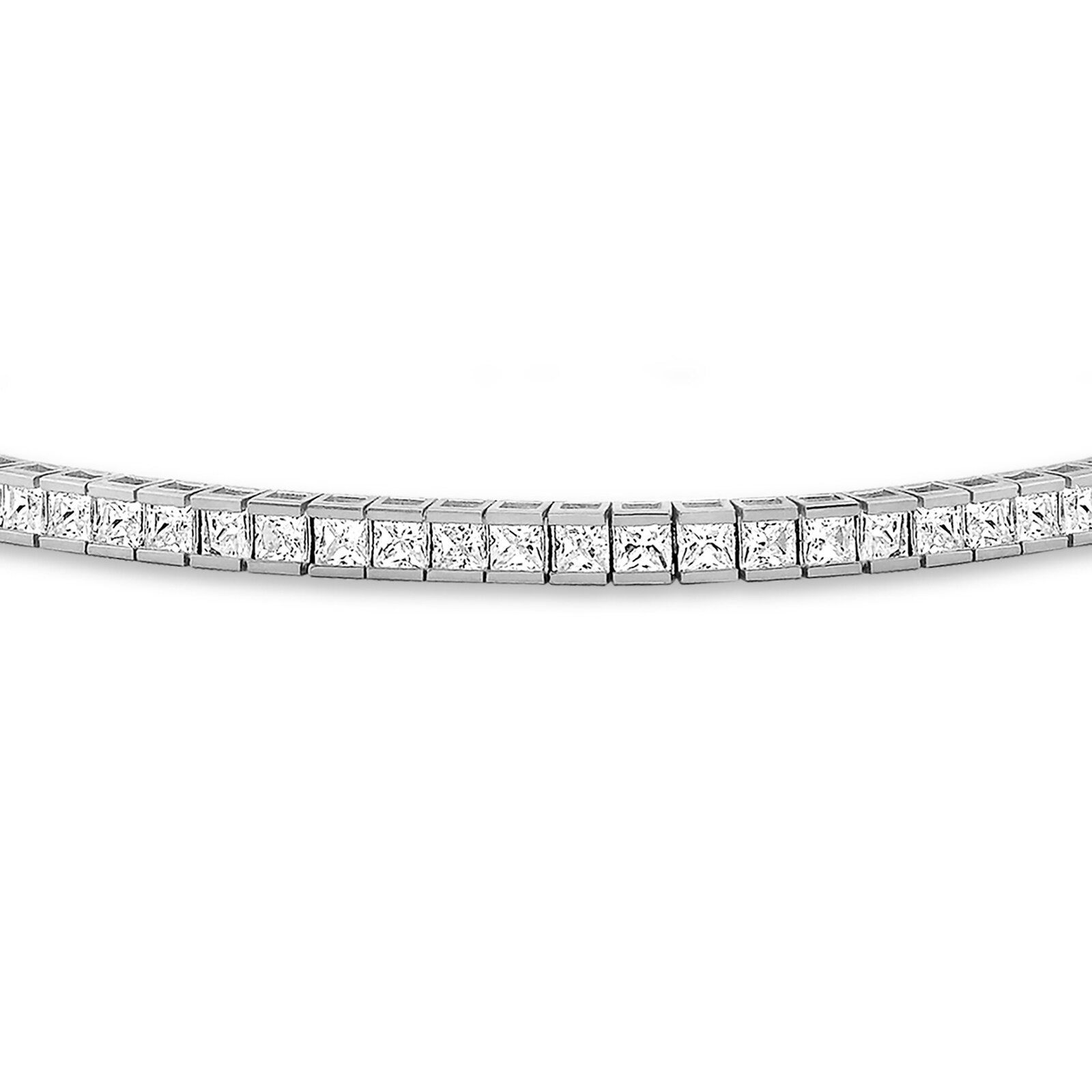 Goldsmiths 9ct White Gold 2mm Square Cubic Zirconia Tennis Bracelet 5.