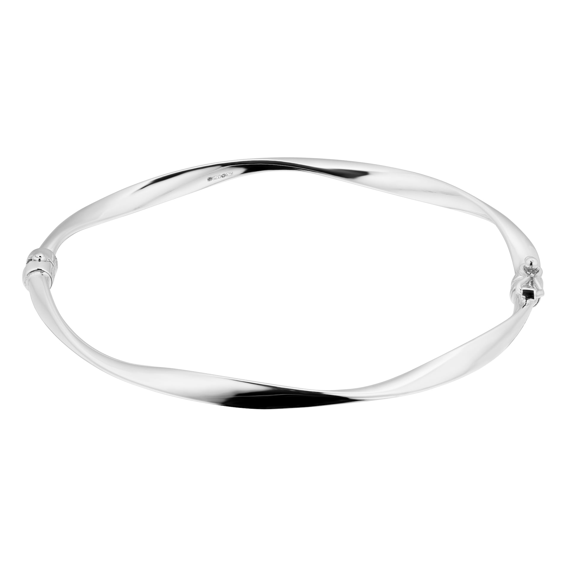Goldsmiths 9ct White Gold Wave Bangle
