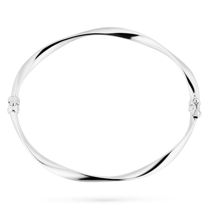 Goldsmiths 9ct White Gold Wave Bangle