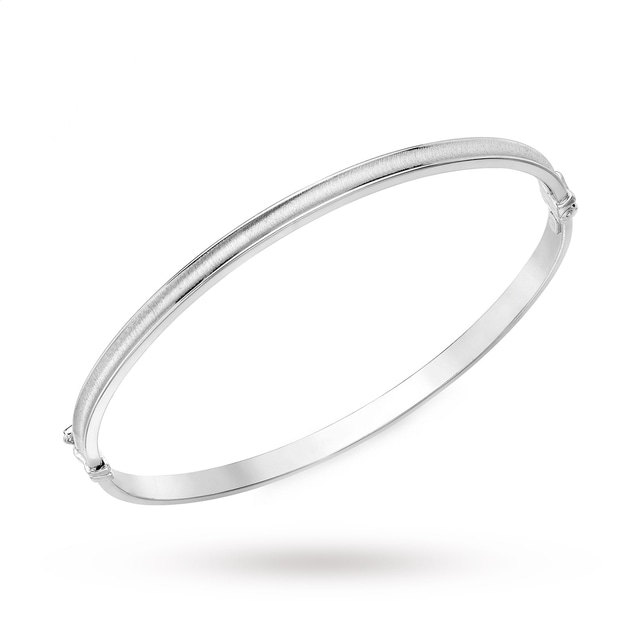 Goldsmiths 9ct White Gold Curved Bangle