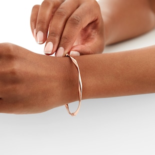 Goldsmiths 9ct Rose Gold Wave Bangle