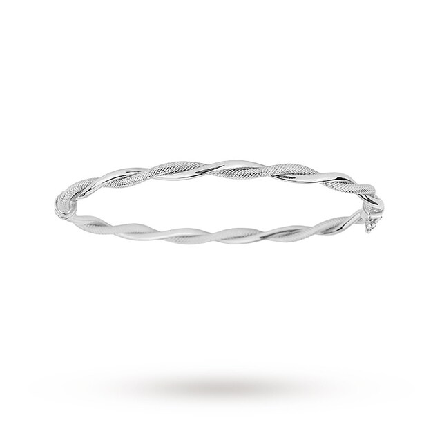 Goldsmiths 9ct White Gold Texture & Polish Bangle