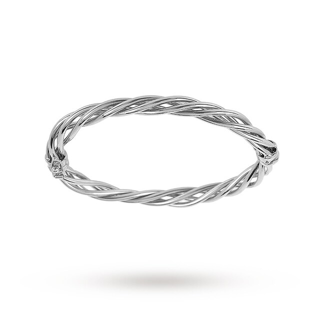 Goldsmiths 9ct White Gold Open Weave Bangle