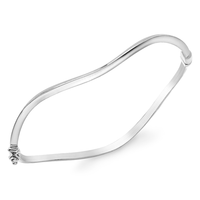 Goldsmiths 9ct White Gold Wavy Triangle Tube Bangle