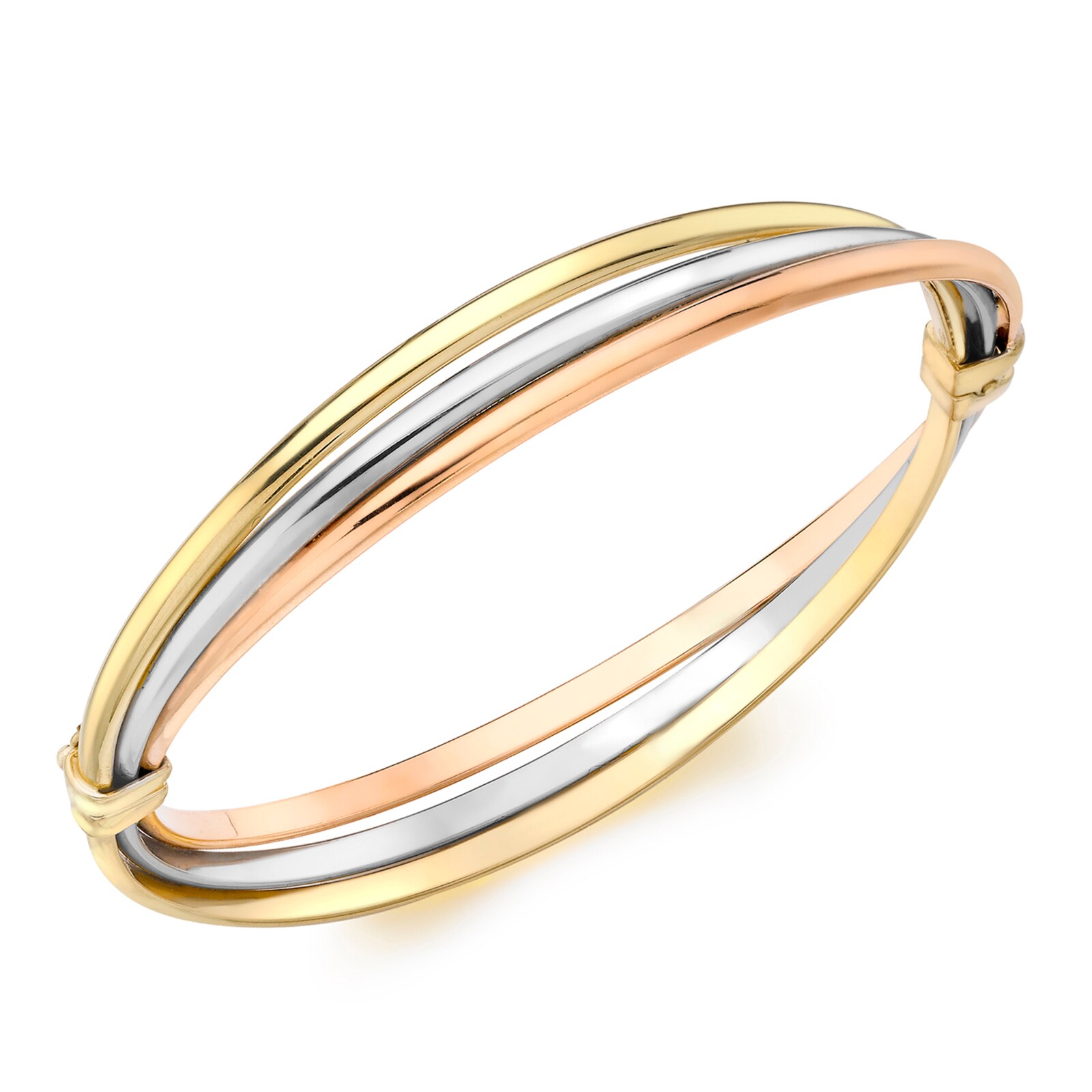 Goldsmiths 9ct Tricolour Gold Bangle