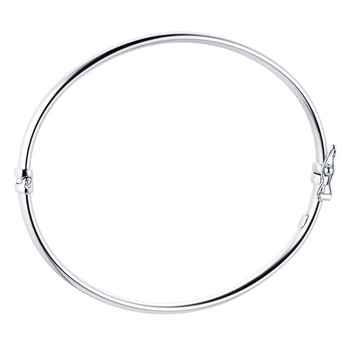 Goldsmiths 18ct White Gold 4mm Oval Tube Bangle