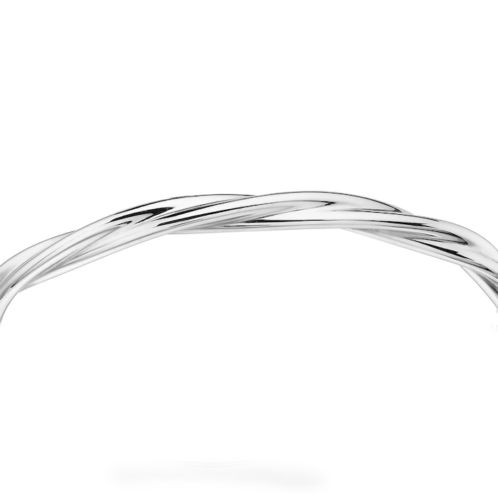 Goldsmiths 9ct White Gold 4mm Twist Tube Bangle