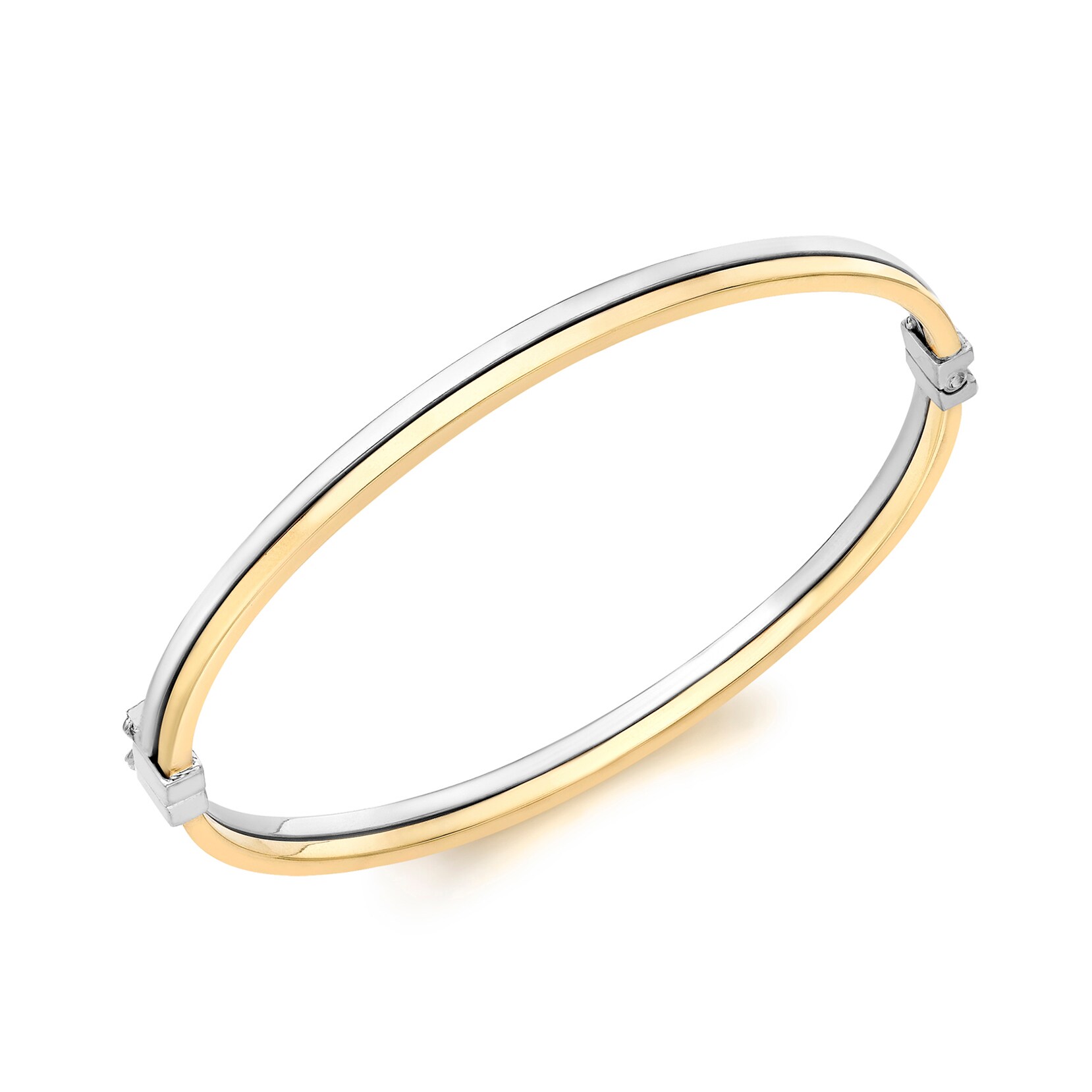 Goldsmiths 9ct Yellow and White Gold 4mm Double Tube Bangle