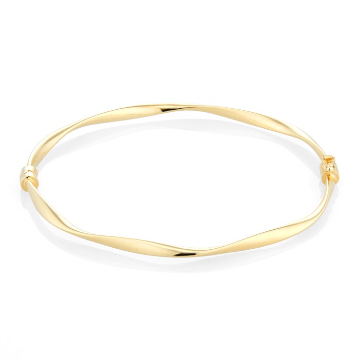 Goldsmiths 18ct Yellow Gold Twisted Bangle 7.34.1781 | Goldsmiths