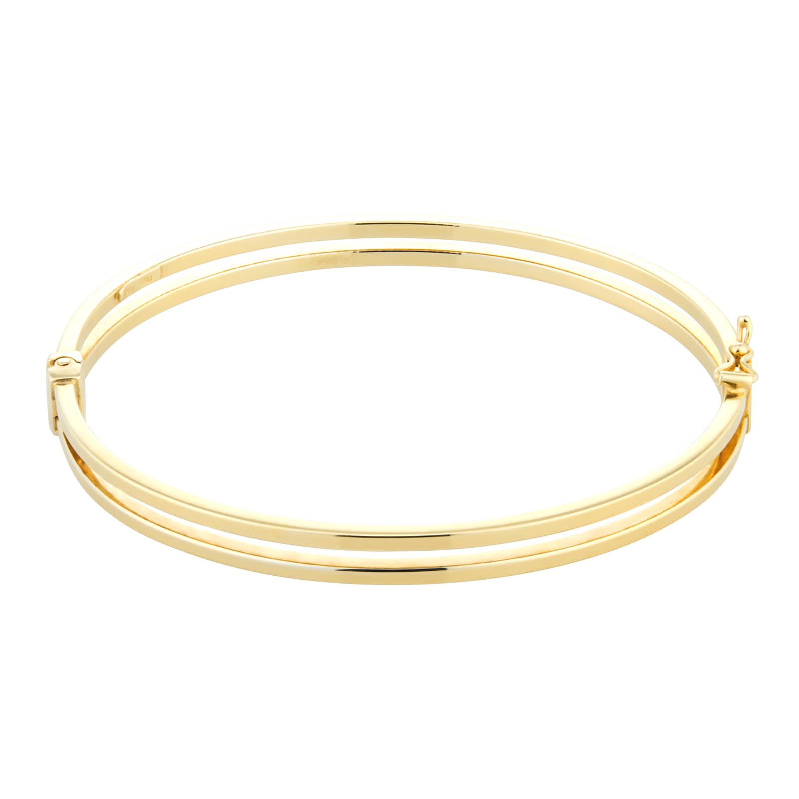 Goldsmiths 9ct Yellow Gold Double Square Tube Bangle