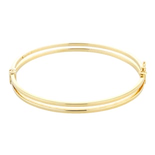 Goldsmiths 9ct Yellow Gold Double Square Tube Bangle