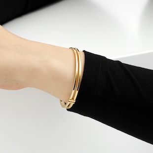 Goldsmiths 9ct Yellow Gold Double Square Tube Bangle