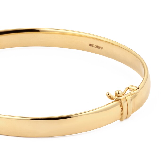 Goldsmiths 9ct Yellow Gold Hollow Wide Flat Bangle