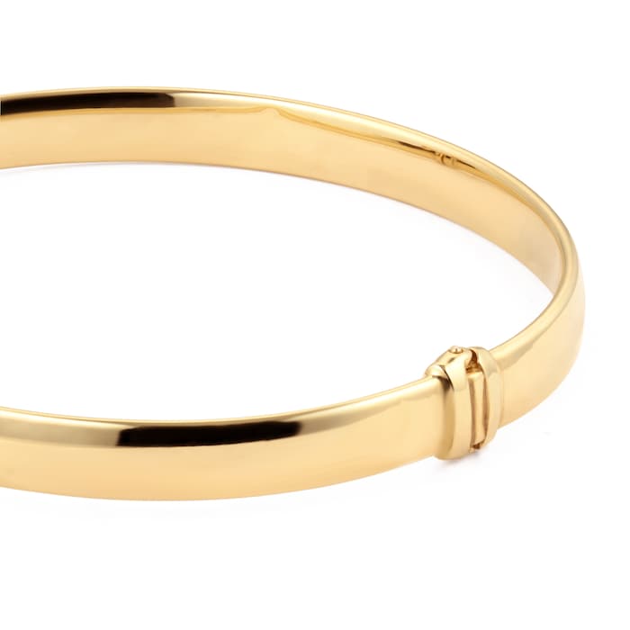 Goldsmiths 9ct Yellow Gold Hollow Wide Flat Bangle