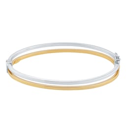 11070375 - 9ct Yellow and White Gold Double Square Bangle