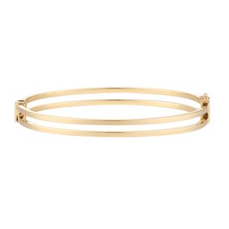 11070391 - 18ct Yellow Gold Double Square Tube Bangle
