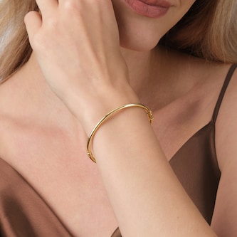 Goldsmiths 9ct Yellow Gold Round Tube Bangle