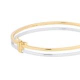 Goldsmiths 9ct Yellow and White Gold Double Square Tube Bangle