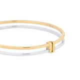 Goldsmiths 9ct Yellow and White Gold Double Square Tube Bangle