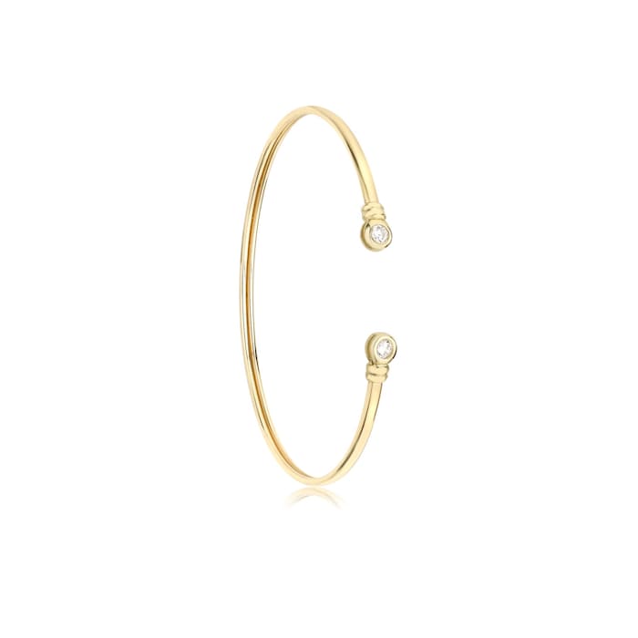 Goldsmiths 9ct Yellow Gold Cubic Zirconia Torque Bangle