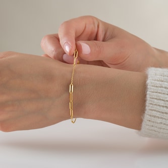 Goldsmiths 9ct Yellow Gold Paperlink Station Bracelet
