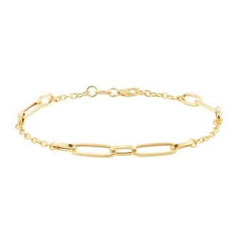 Goldsmiths 9ct Yellow Gold Paperlink Station Bracelet