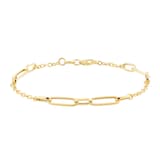 Goldsmiths 9ct Yellow Gold Paperlink Station Bracelet