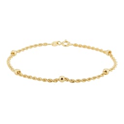 11100018 - 9ct Yellow Gold Hollow Rope and Ball Bracelet