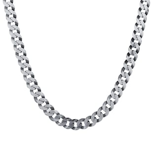 Goldsmiths Sterling Silver Mens 20 Inch Oxidised 7.9mm Curb