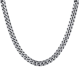 Goldsmiths Sterling Silver Mens 20 Inch Oxidised Curb Chain