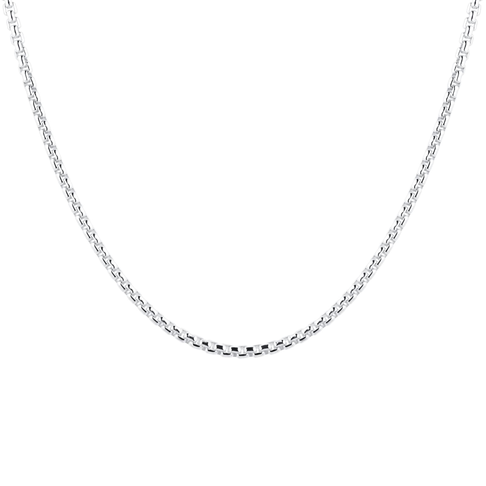 Silver Mens Narrow Box Belcher Chain Necklace