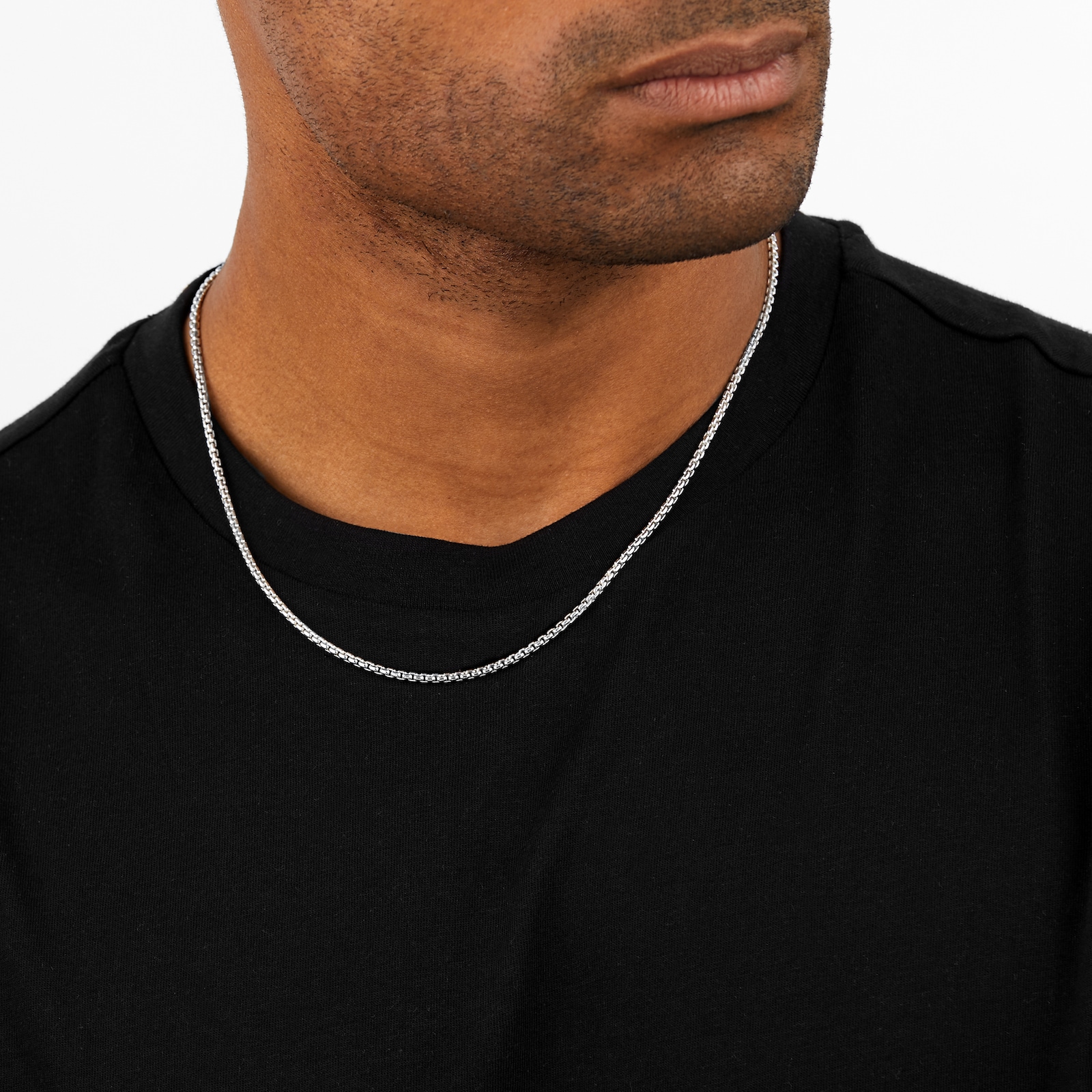 Goldsmiths Silver Mens Narrow Box Belcher Chain Necklace