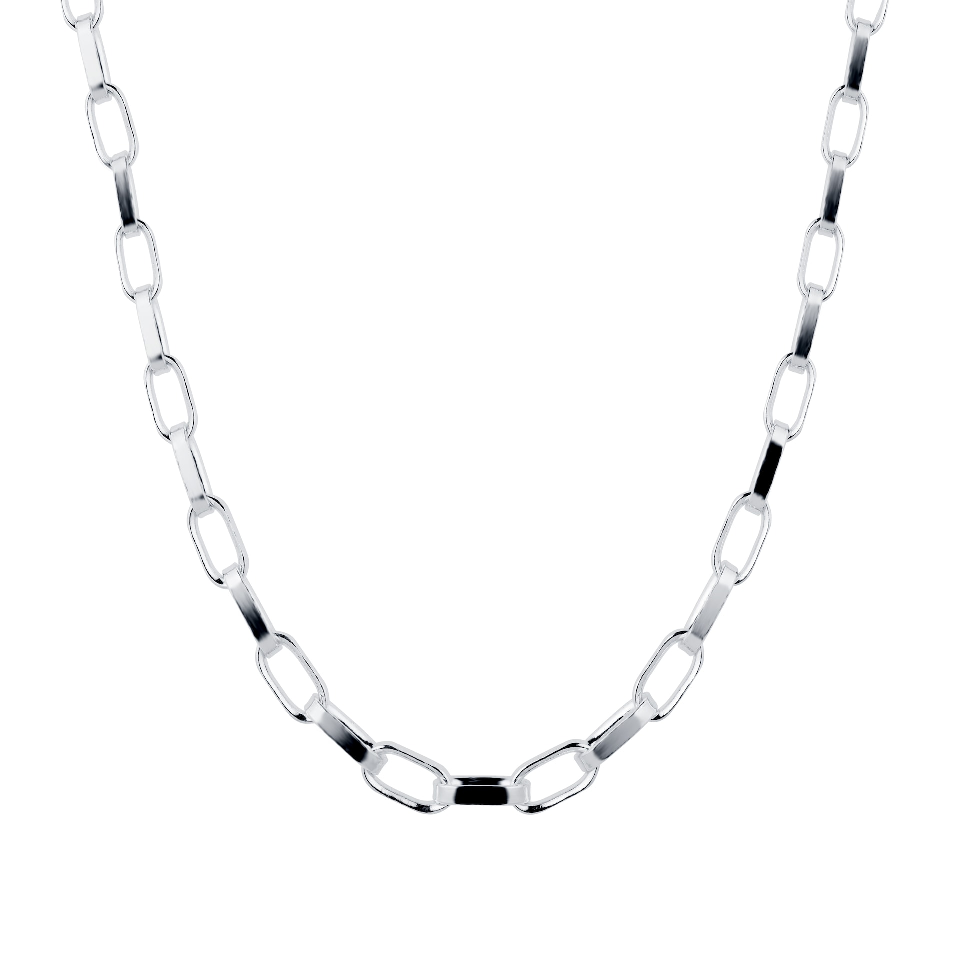 Best Luxury 
Silver Large Flat Oval Link Necklace