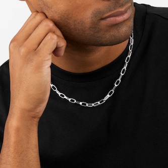 Goldsmiths Silver Large Flat Oval Link Necklace
