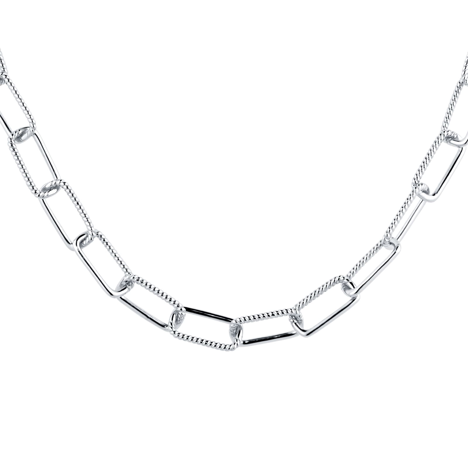 Silver Rectangular Twist Chunky Chain
