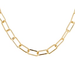 11130026 - Silver Yellow Gold Plated Rectangular Chunky Twist Chain
