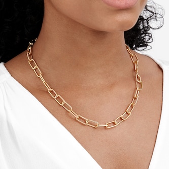 Goldsmiths Silver Yellow Gold Plated Rectangular Chunky Twist Chain Goldsmiths Silver Yellow Gold Plated Rectangular Chunky Twist Chain