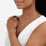 Goldsmiths Silver Yellow Gold Plated Rectangular Chunky Twist Chain