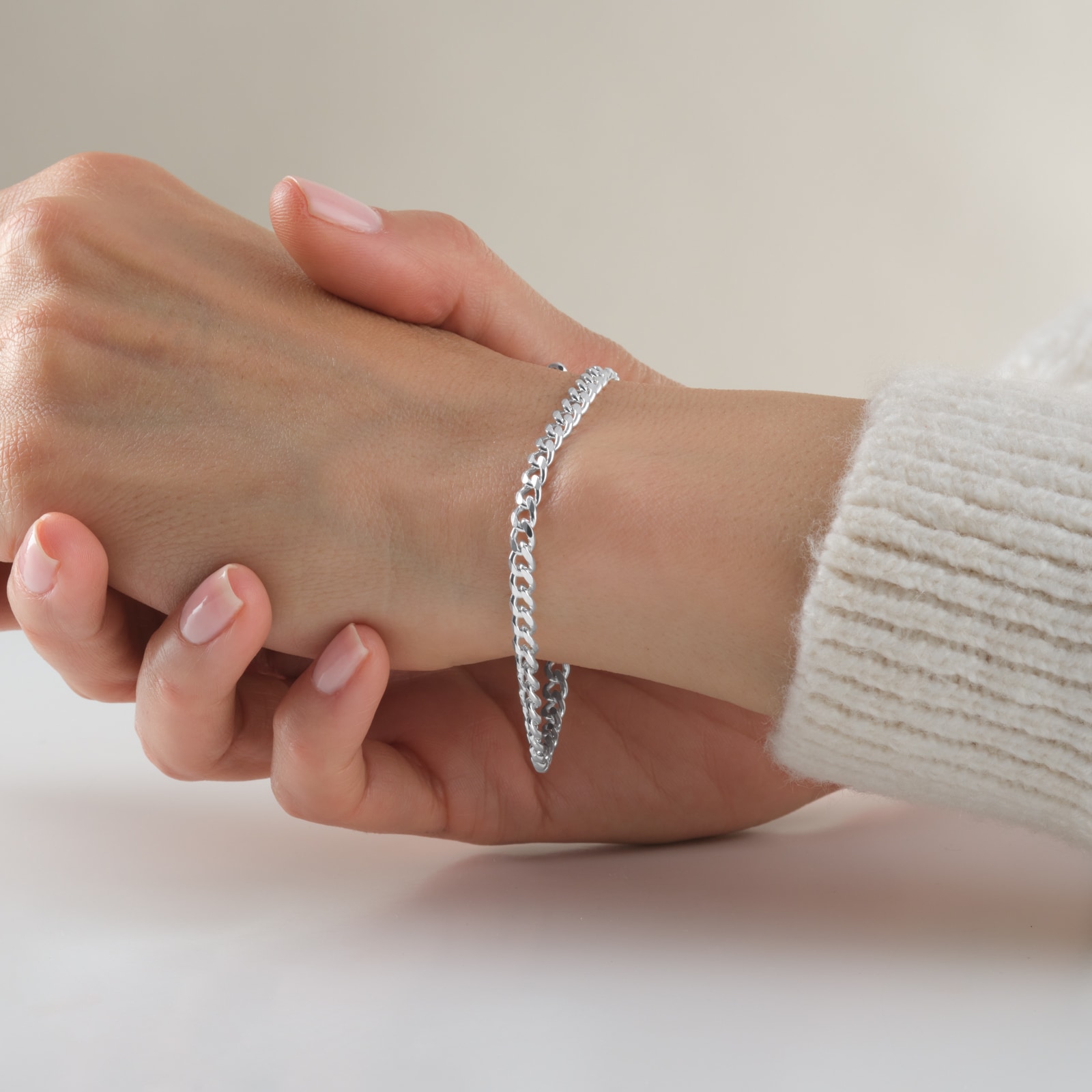 Goldsmiths Sterling Silver 4mm Panza Curb Chain Bracelet