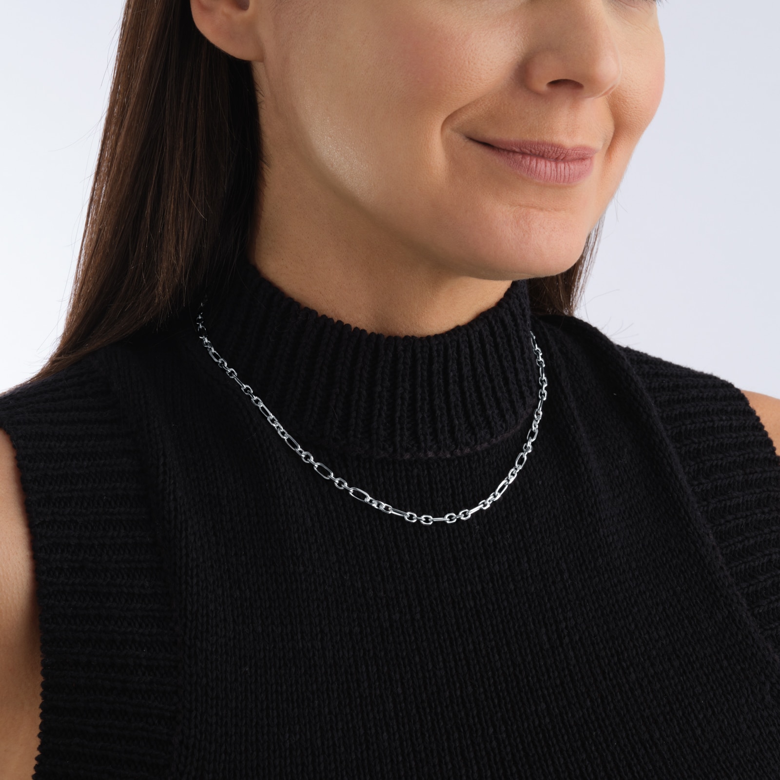 Goldsmiths Sterling Silver Mixed Cut Belcher Chain Necklace Goldsmiths Sterling Silver Mixed Cut Belcher Chain Necklace