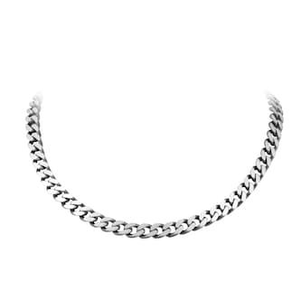 Mappin & Webb Sterling Silver Antique Plated 24 Inch Curb Chain