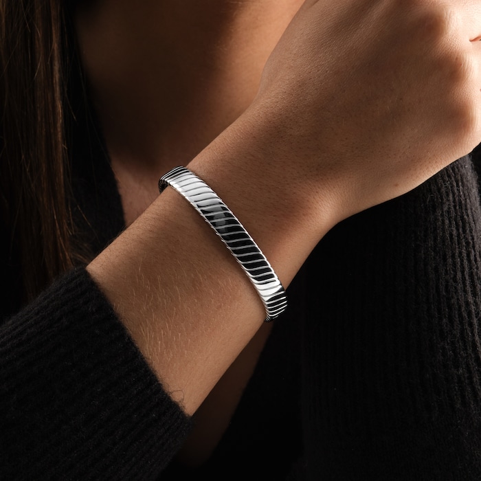 Goldsmiths Sterling Silver Mens Twist Cuff Bracelet
