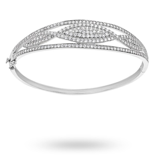 Goldsmiths Silver Cubic Zirconia Marquise Bangle