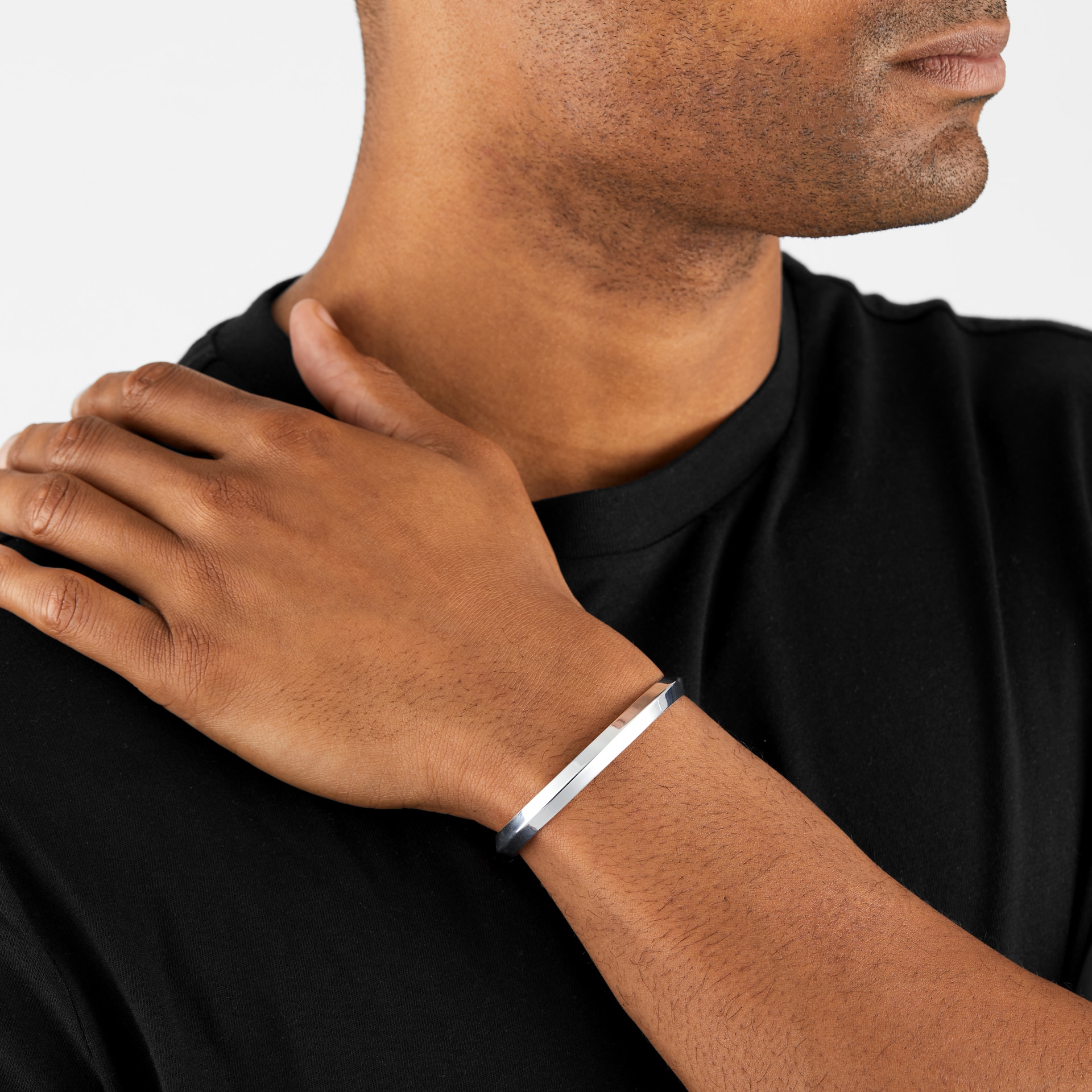 Goldsmiths Silver Mens Open Cuff Bangle
