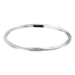 11170063 - Silver Twisted Pave Cubic Zirconia Bangle
