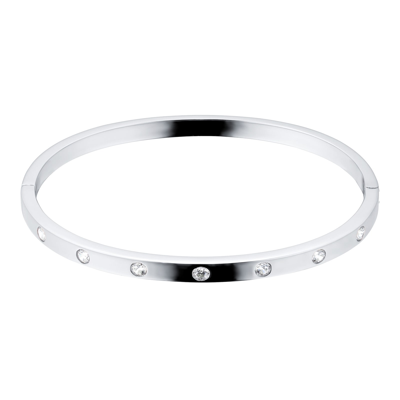 Goldsmiths Silver Cubic Zirconia Station Bangle