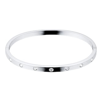 Goldsmiths Silver Cubic Zirconia Station Bangle Goldsmiths Silver Cubic Zirconia Station Bangle