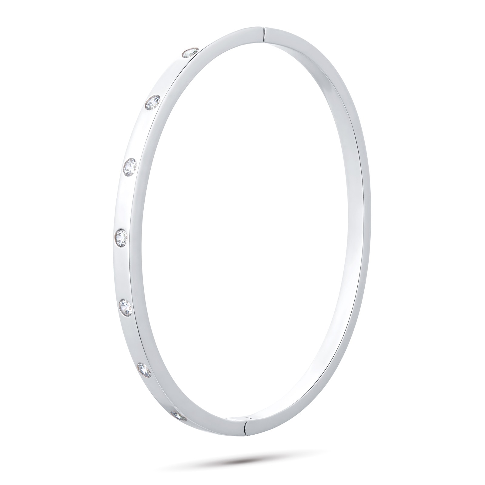 Goldsmiths Silver Cubic Zirconia Station Bangle